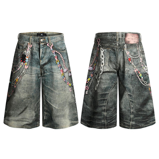 Street Style High-Street Personalized Denim Shorts