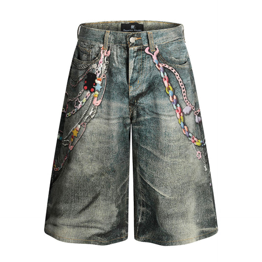 Street Style High-Street Personalized Denim Shorts