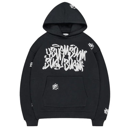 Printed Top Foreign Trade Pattern Letter Retro Street Punk Hoodie Style Sweatshirt Hip Hop