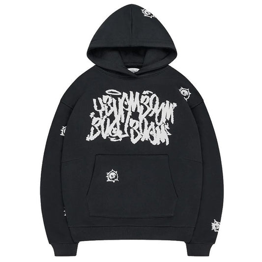 Printed Top Foreign Trade Pattern Letter Retro Street Punk Hoodie Style Sweatshirt Hip Hop